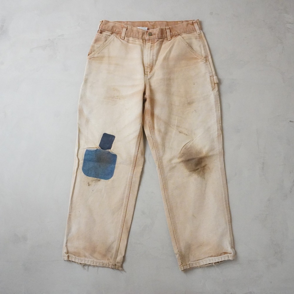 Vintage Carhartt Patched Carpenter Pants 34x30 Mens Brown Distressed Duck Canvas